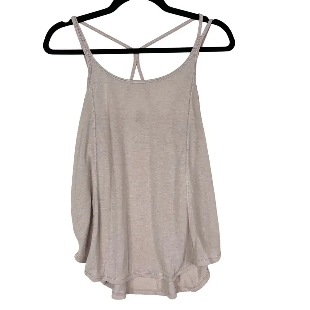 Calvin Klein Performance XSmall Epic Knit Strappy Tank Top Even Sand Cream Mauve